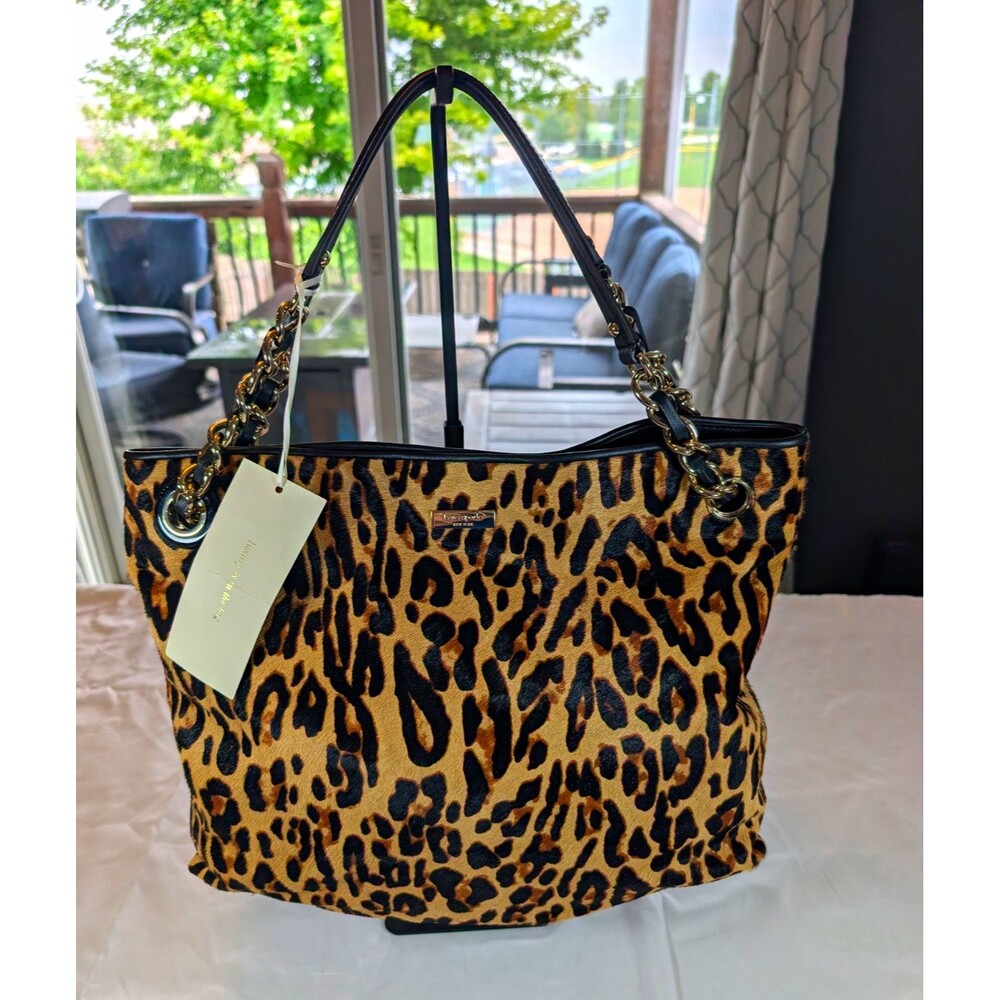 Rare NWT Kate Spade Streetcar Darya Leopard Print Italian Haircalf Tote Bag